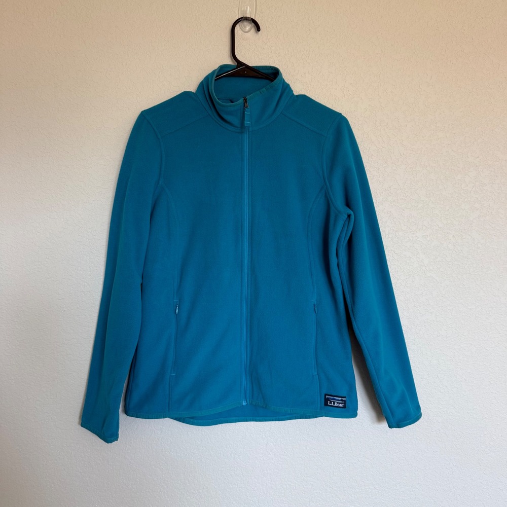 LL Bean Womens Teal Blue Full Zip Fleece Jacket Small Outdoor Hiking Gorpcore